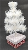 9.5" Miniature Feather Tree - White Stiff Feathers - 3 Rows - Music-themed Box - Berries