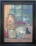 Antique Stoneware Crocks Framed Print