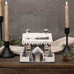 Lighted  Black Manor Christmas House