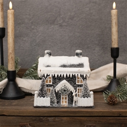 Lighted  Black Manor Christmas House